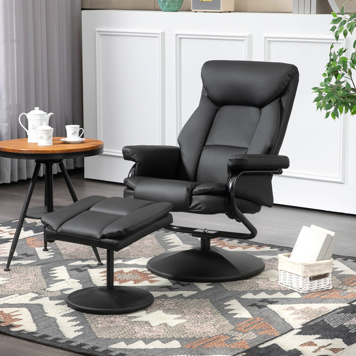 Swivel Recliner Chair with Footstool