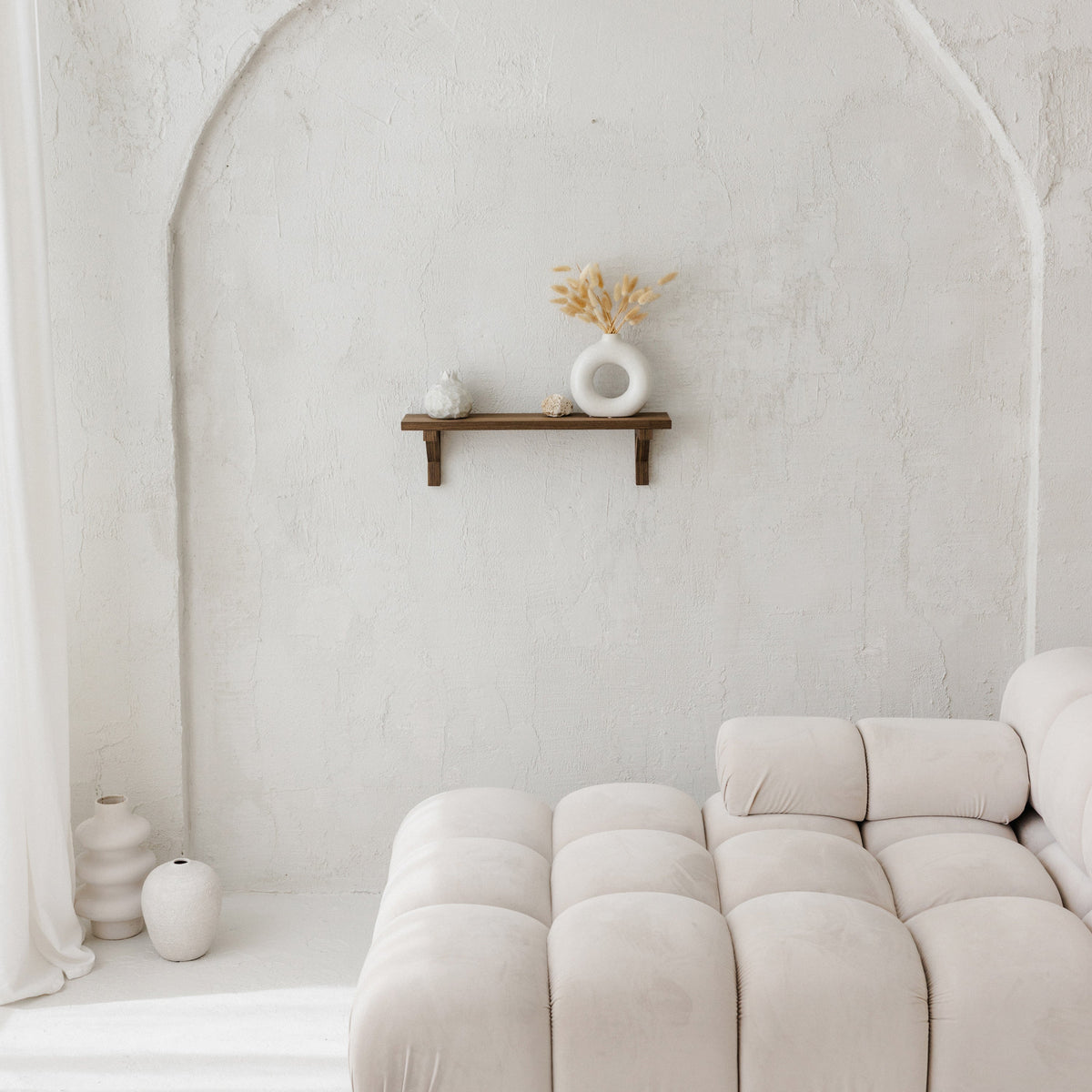 Walnut floating wall shelf - view 4