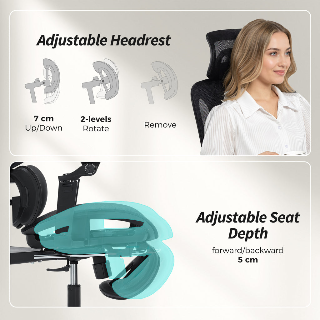 Black high-back fully adjustable ergonomic mesh office chair