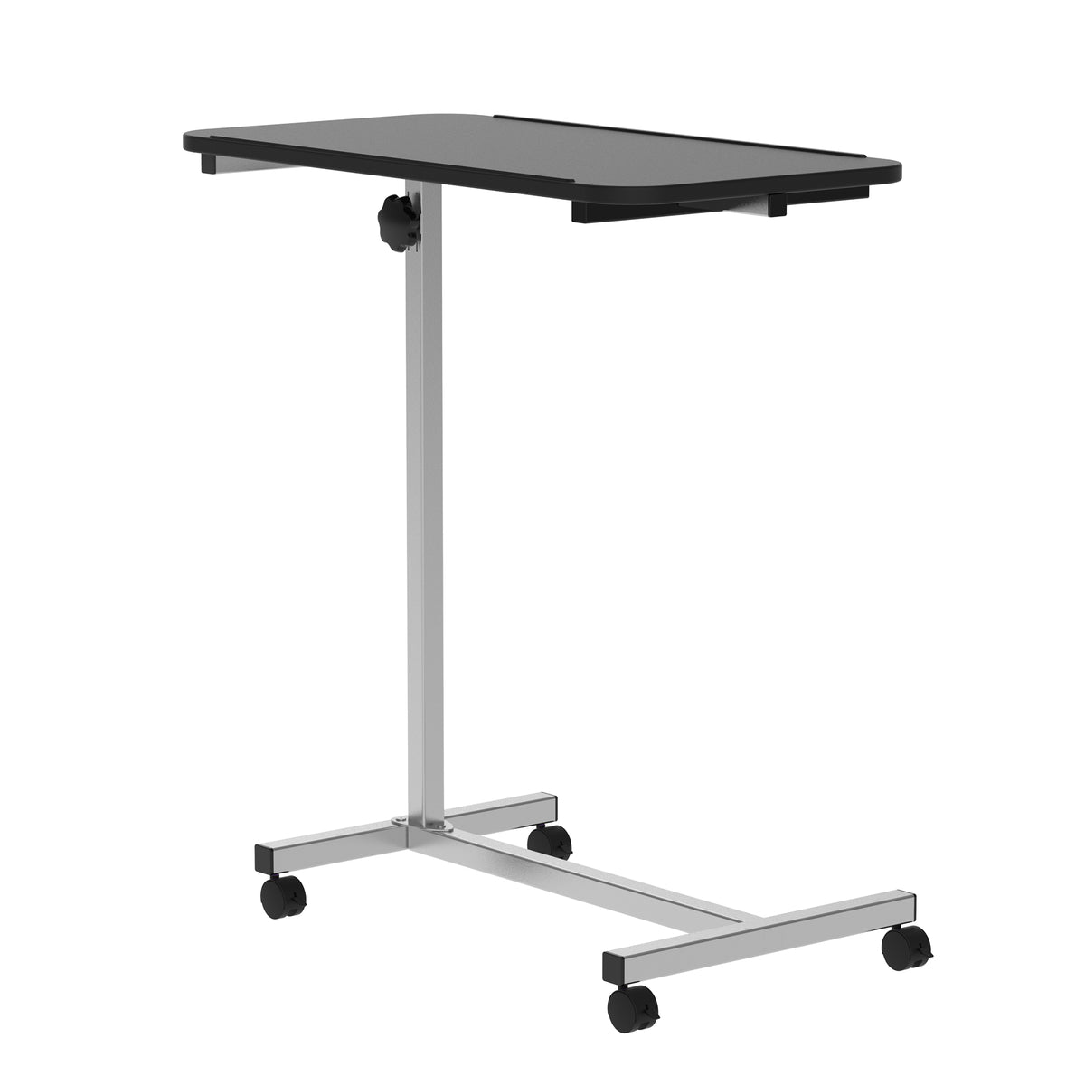 Black C-shaped laptop desk on wheels