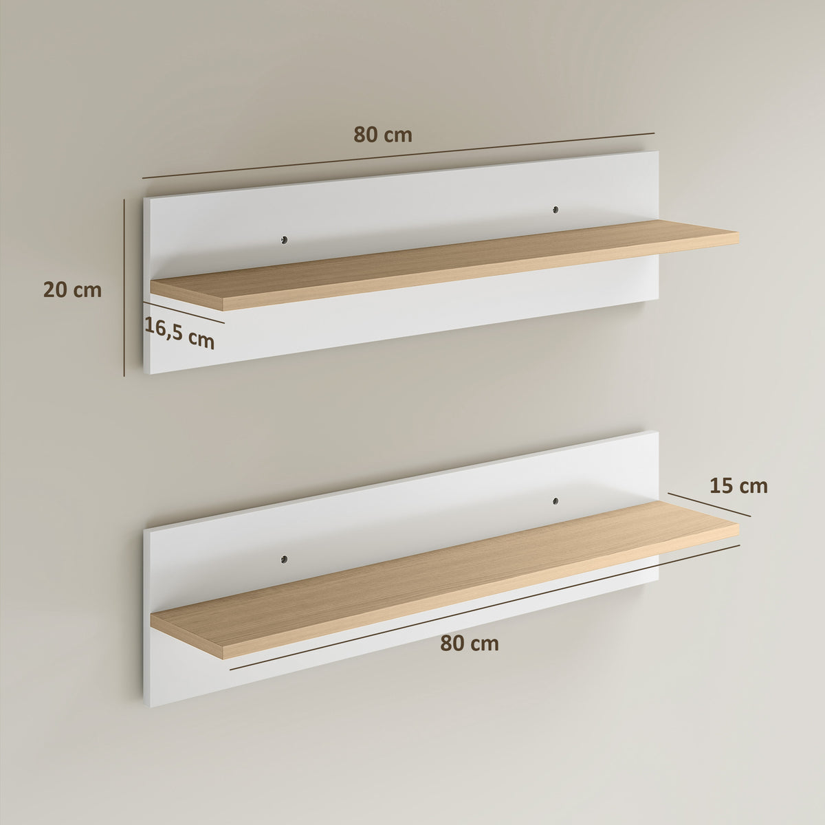 Floating wall shelves, white and wood - view 7