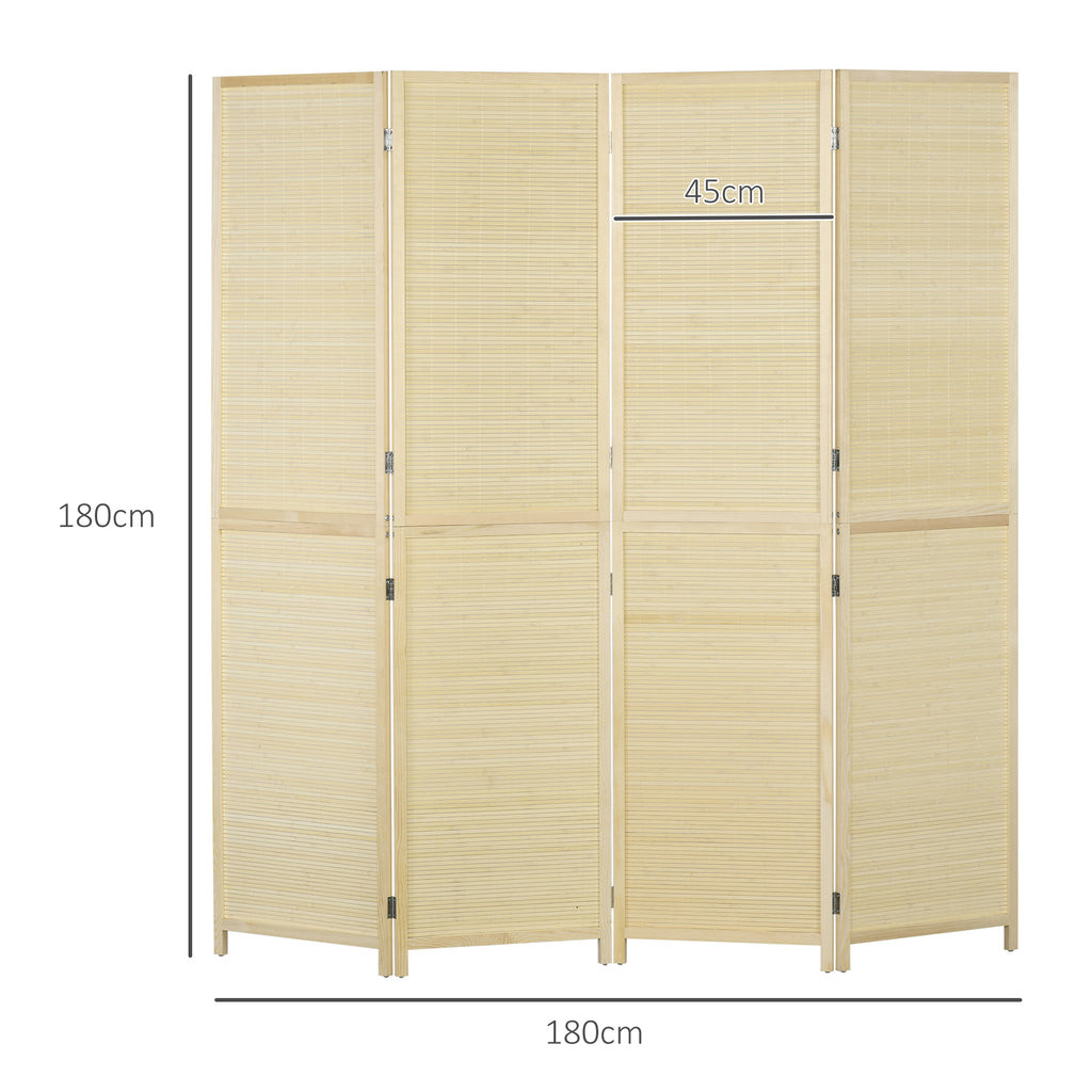 Natural bamboo 4-panel room divider, 180 x 180cm