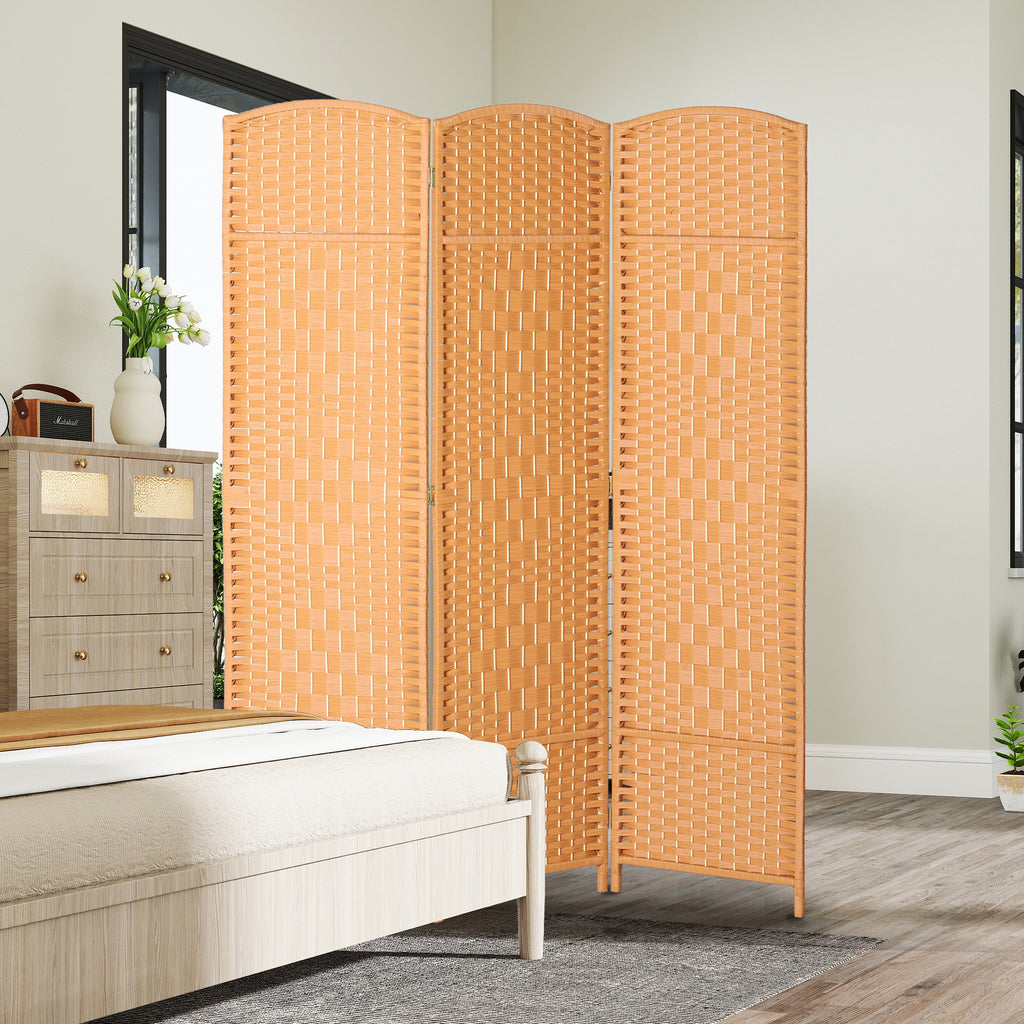 3-panel woven room divider, light brown - view 3