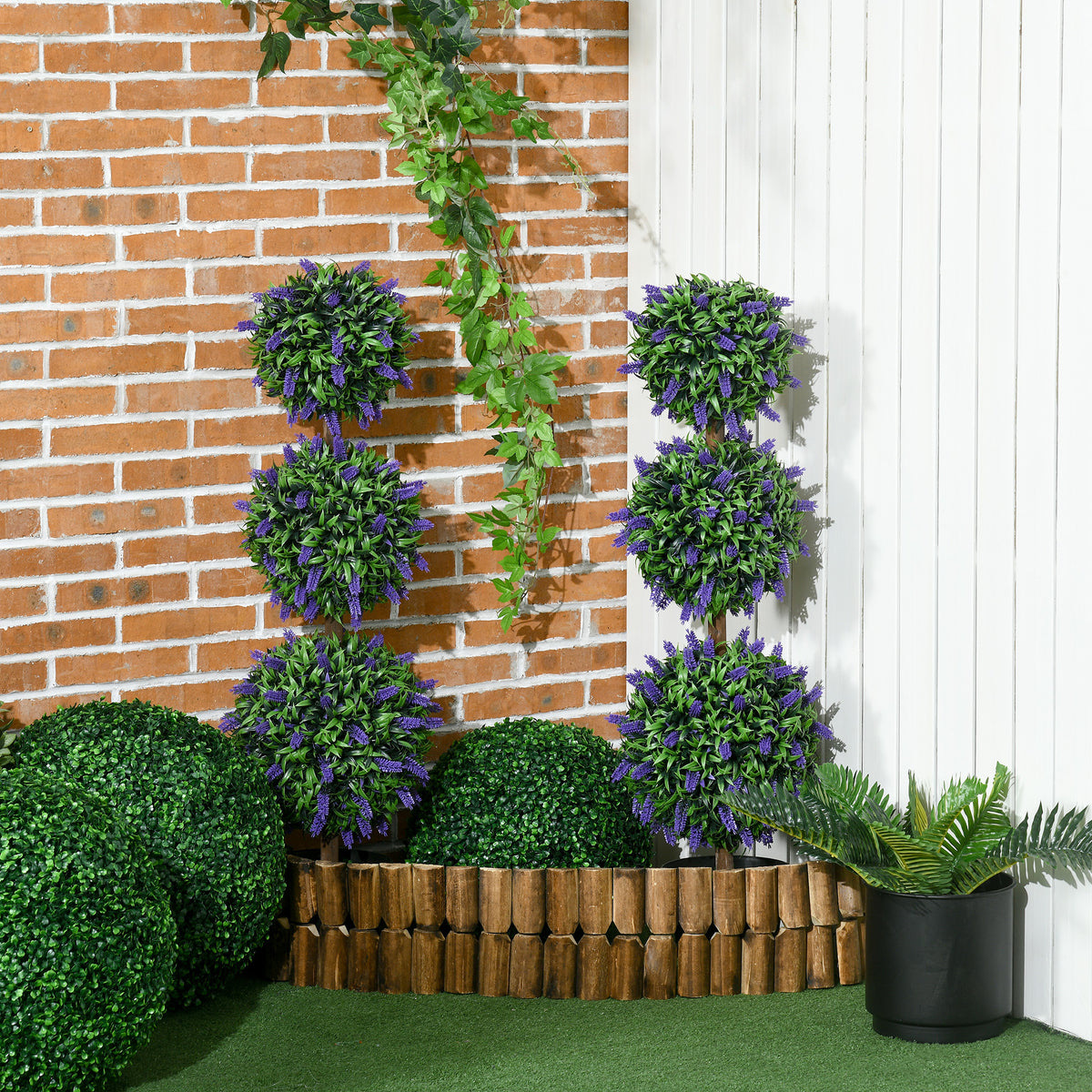 Artificial Lavender Ball Trees 110cm, Set of 2