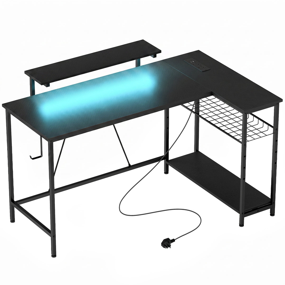 Reversible L-Shaped LED Gaming Desk